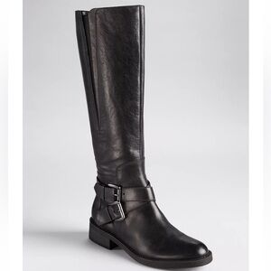ENZO ANGIOLINI Sporty Buckle Riding Boots - Black Size 6.5